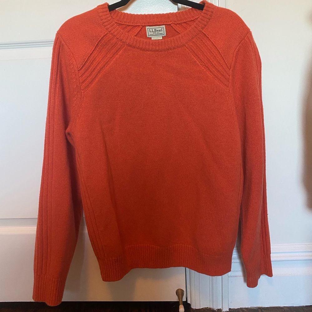 L.L. Bean Men’s Merino Wool Crewneck Orange Sweater